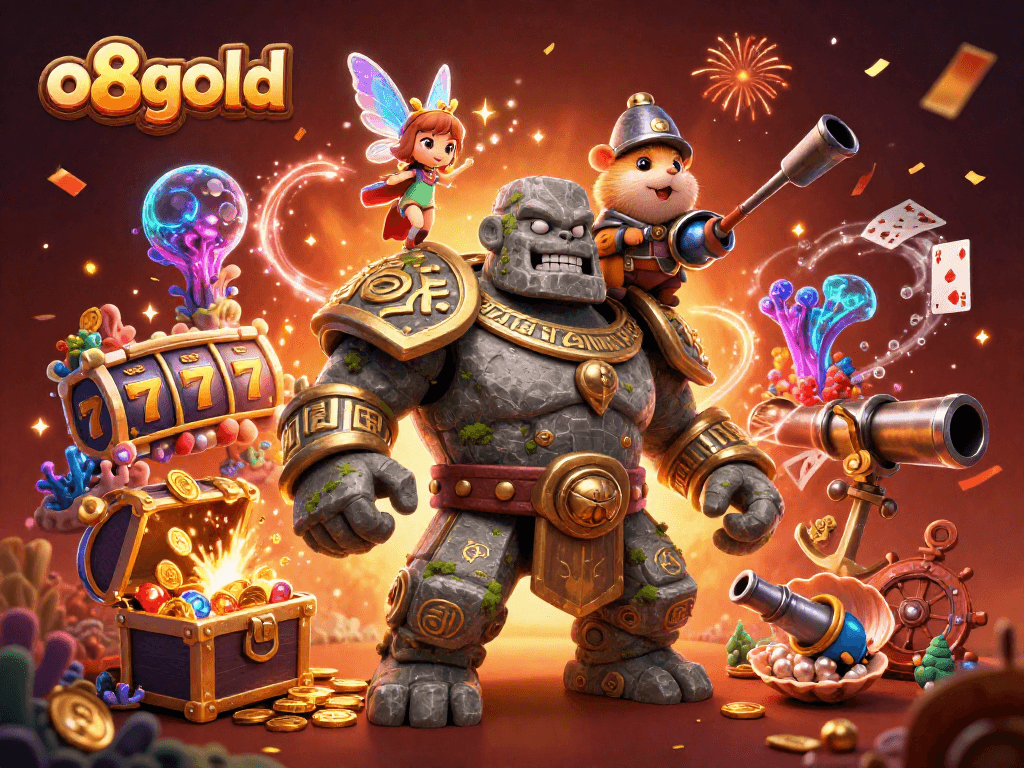 Experience thrilling wins with o8gold at this enchanting online casino scene featuring magical characters.