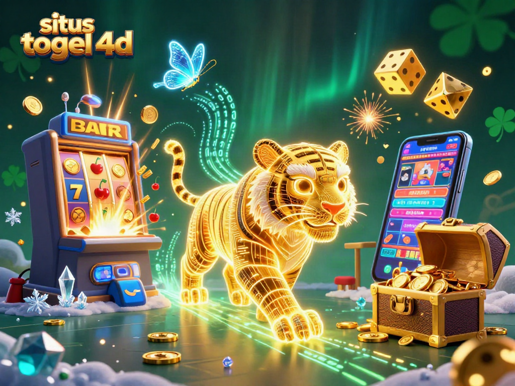Experience exhilarating wins in situs togel 4d with a vibrant digital casino scene featuring a golden tiger.