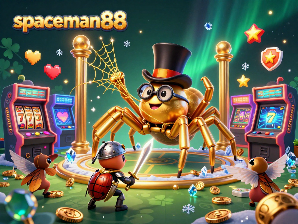 Experience the thrill of winning with spaceman88's dynamic slot games in a captivating casino scene.